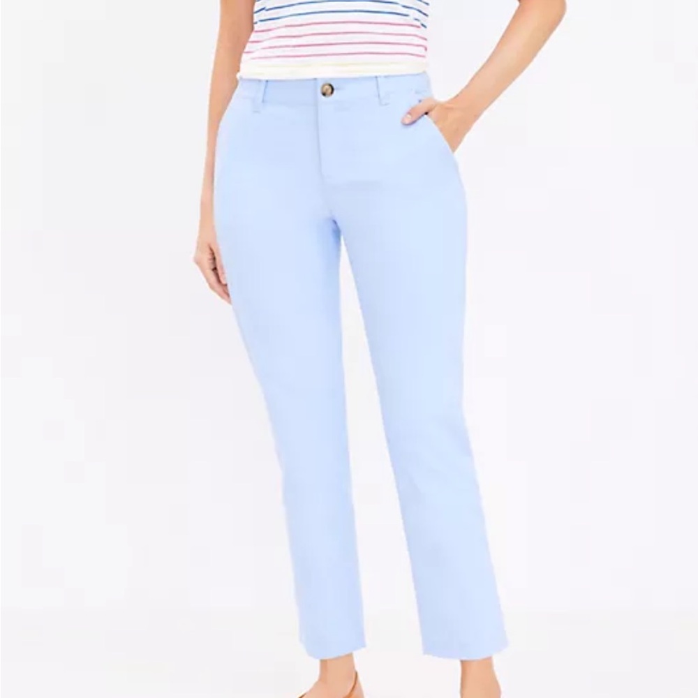 LOFT “Monroe Slim”Light Blue Ankle Chino Pants